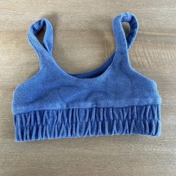 🎀 5 for $30 Fabletics Blue Terry Toddler Bralette in 2T - Picture 1 of 3
